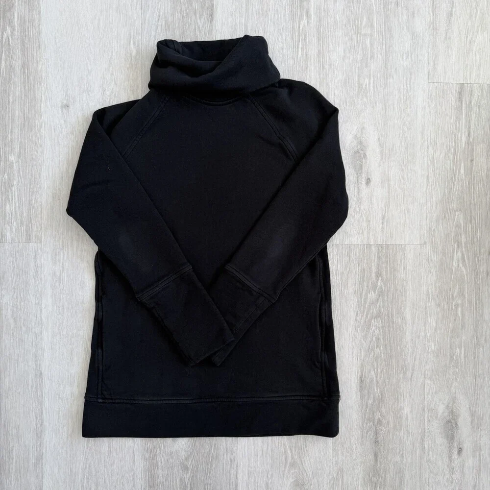LULULEMON To You Sweater Sz 6 Black High Neck Kangaroo Pocket Sweatshirt EUC - Picture 3 of 13